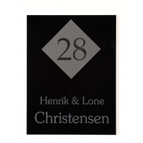 Sort blank skilt med husnummer - 150 mm x 200 mm