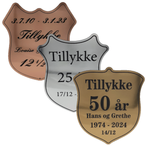 Personligt Bryllupsskjold / resportskilt  Perfekt til Slvbryllup, Kobberbryllup & Guldbryllup