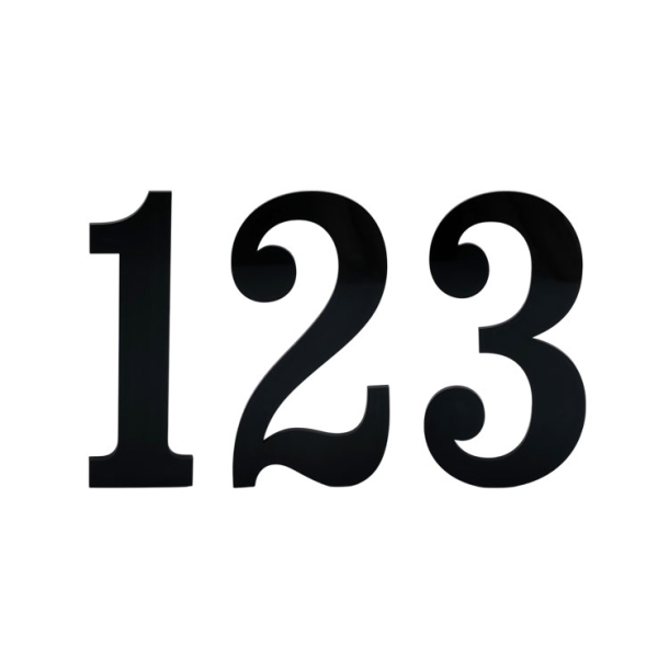 Husnummer ANTIK, Blank Sort, MINI