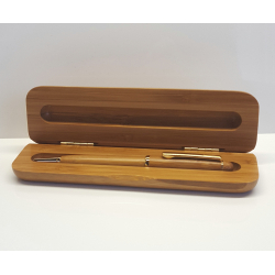 Kuglepen &amp; ske i gte bambus 