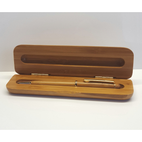 Kuglepen & ske i gte bambus 