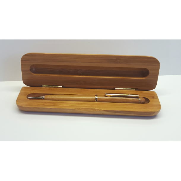 Kuglepen &amp; ske i gte bambus 