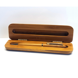 Kuglepen &amp; ske i gte bambus 