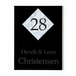 Sort blank skilt med husnummer - 150 mm x 200 mm