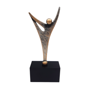 Gymnastik statuette - 20 cm - bronzelook med sokkelskilt til gravering