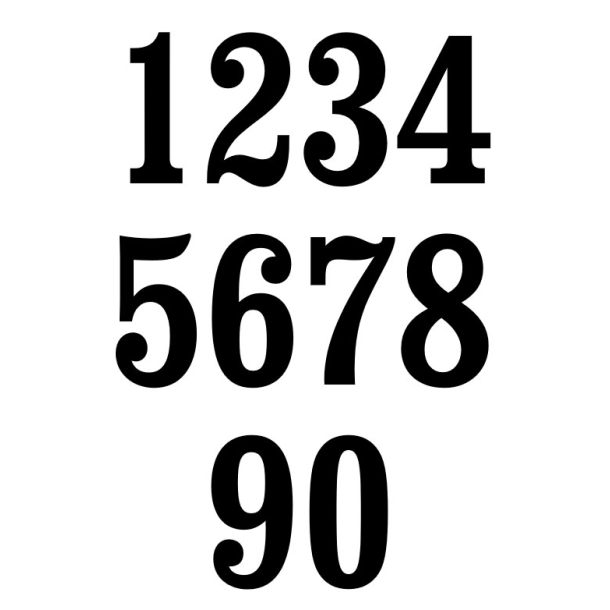 Husnummer ANTIK, Blank Sort, 10-30cm