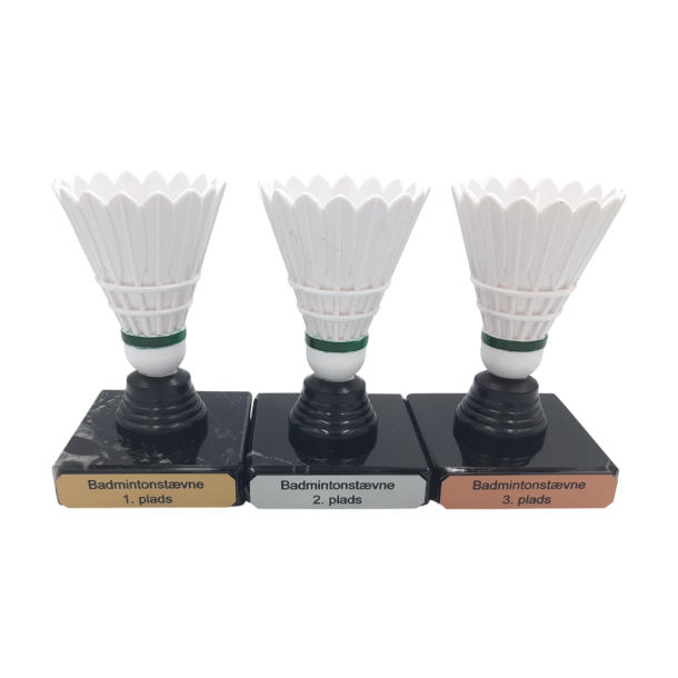 Badminton statuette med hvid fjerbold - 12,5 cm - Ideel til klubber og stvner