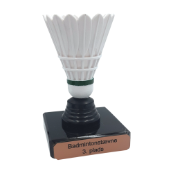 Badminton statuette med hvid fjerbold - 12,5 cm - Ideel til klubber og stvner