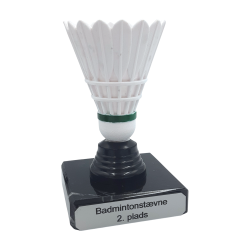 Badminton statuette med hvid fjerbold - 12,5 cm - Ideel til klubber og stvner