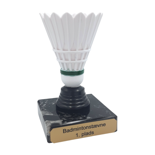 Badminton statuette med hvid fjerbold - 12,5 cm - Ideel til klubber og stvner