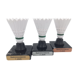 Badminton statuette med hvid fjerbold - 12,5 cm - Ideel til klubber og stvner
