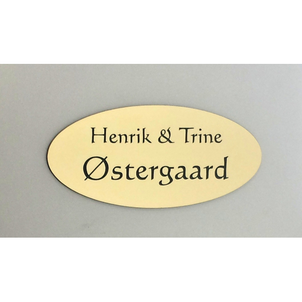 Messing look skilt - Oval