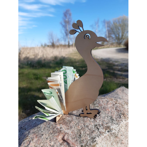 Pengefugl 3D  Pfugl i ahorntr med hale fuld af overraskelser