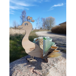 Pengefugl 3D  Pfugl i ahorntr med hale fuld af overraskelser