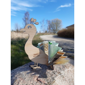 Pengefugl 3D  Pfugl i ahorntr med hale fuld af overraskelser