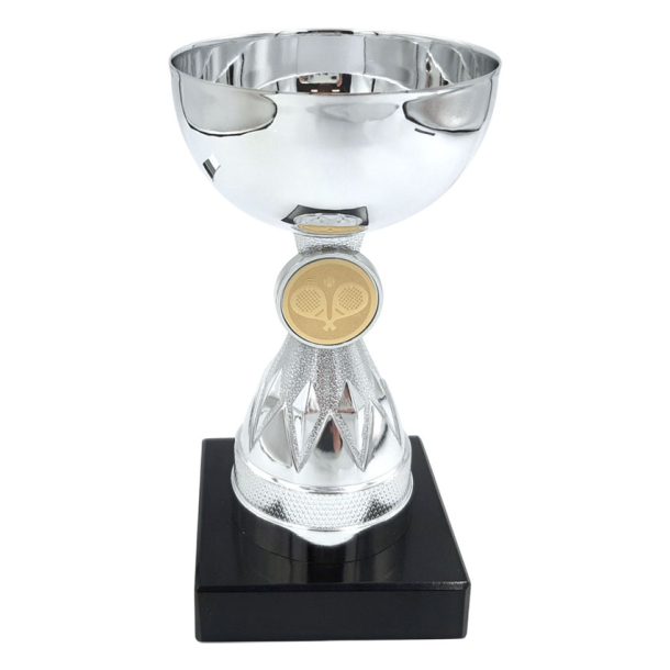Mini PADEL slv pokal, 12,5 cm, med skl og padelemblem 