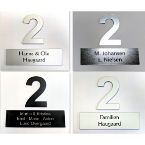 Postkasse-pakke - med 1 skilt og 1 nummer - i 4 farver