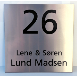 Rustfri stl skilt med nummer, 200mm x 200mm