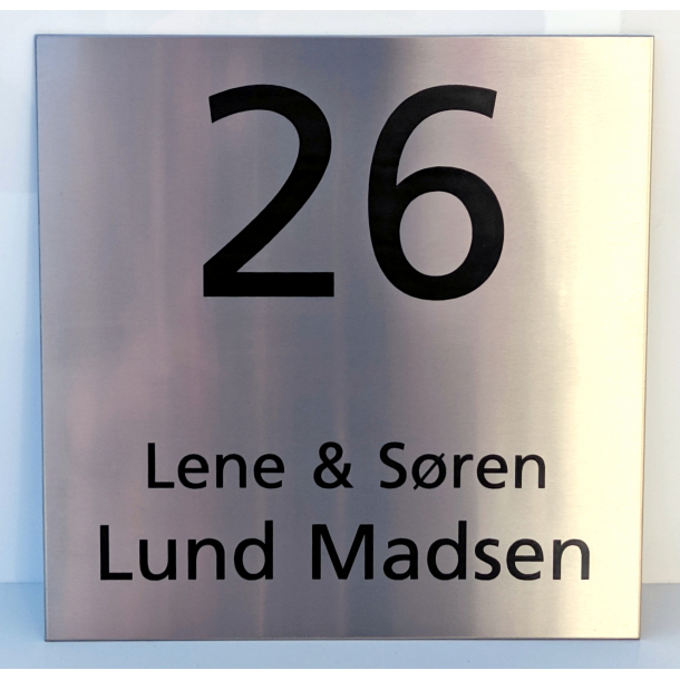Rustfri stl skilt med nummer, 200mm x 200mm