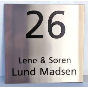 Rustfri stl skilt med nummer, 200mm x 200mm