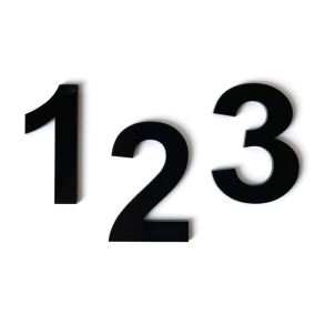 Blank sort MINI husnummer i blank sort akryl 2&ndash;8 cm