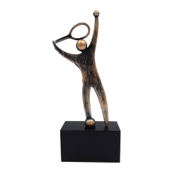 Tennis statuette, 20 cm, bronzelook med graveret trskilt
