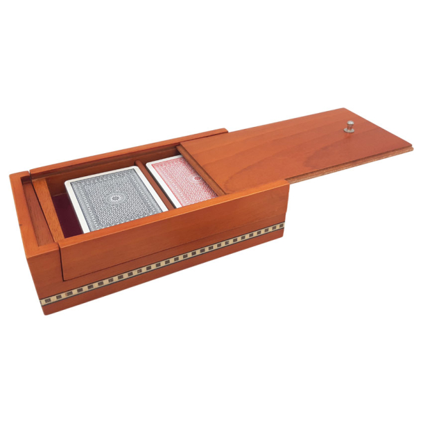 Trske med 2 kortspil samt Domino brikker