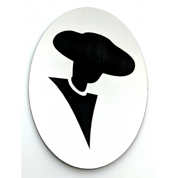 Lady eller Gentleman toilet skilt - Old style Lady - Aluminium look med sort symbol