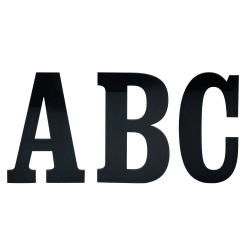 Antik husbogstav i blank-sort akryl 10-30 cm