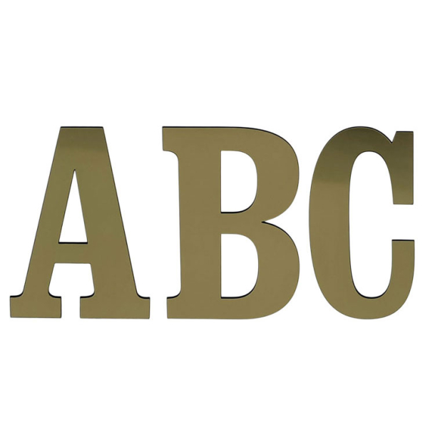 Antik husbogstav i messing-look akryl 10-30 cm