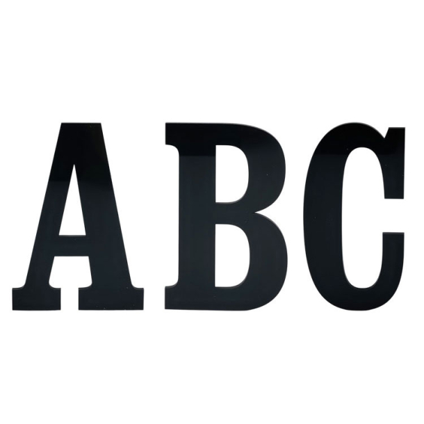Antik MINI husbogstav i blank-sort akryl 2&ndash;8 cm