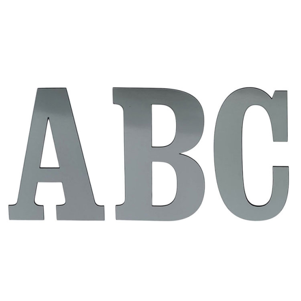 Antik husbogstav i staal-look akryl 10-30 cm