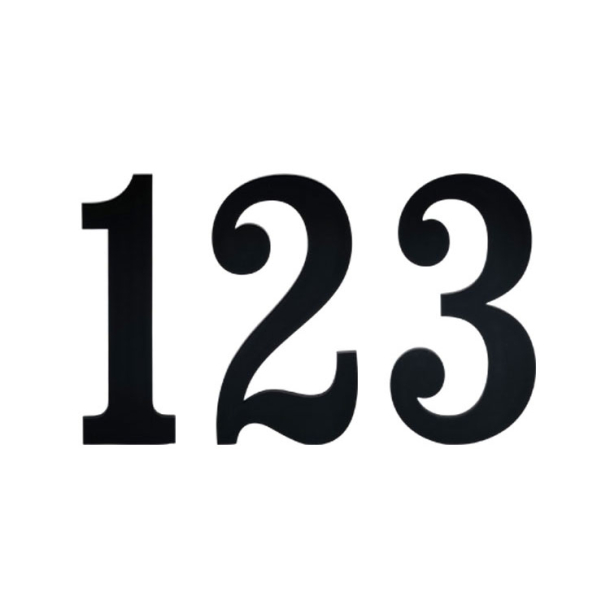 Mat sort MINI husnummer i mat sort akryl 2&ndash;8 cm