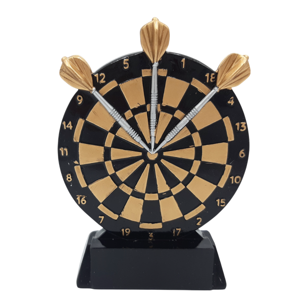 Dart statuette i resin � 11 cm med gravering