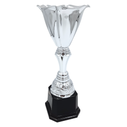 For�rspokal 31 cm i s�lvlook med sort sokkel og mulighed for graveret sokkelskilt