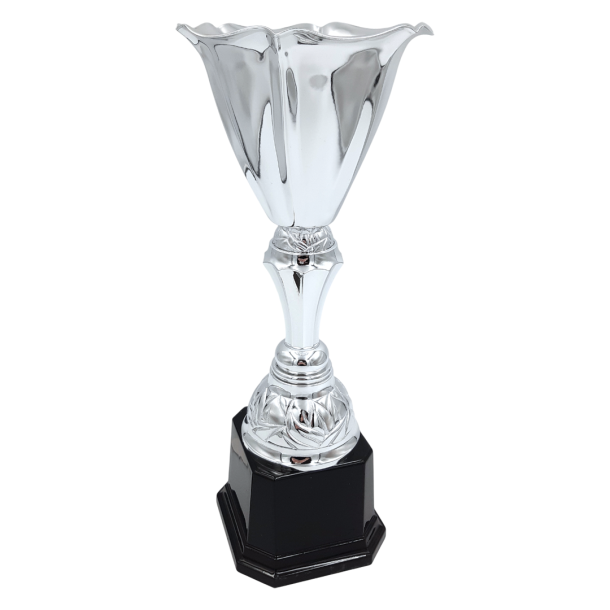 For�rspokal 31 cm i s�lvlook med sort sokkel og mulighed for graveret sokkelskilt