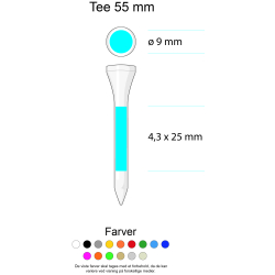 Golf tee, 55 mm, i birk med reklametryk og logo til golfklubber og turneringer