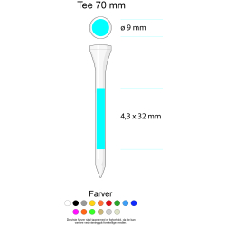 Golf tee, 70 mm, i birk med reklametryk og logo til golfklubber og turneringer