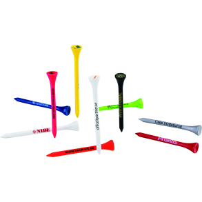 Golf tee i birk med reklametryk og logo til golfklubber og turneringer