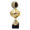 Guldbue guldpokal til 1. plads med l�g og emblemholder, 32 cm h�j, p� sort marmorsokkel