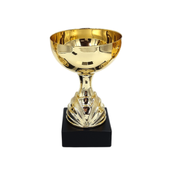 Guldbue guldpokal til 2. plads uden l�g, 16,5 cm h�j, med sort marmorsokkel