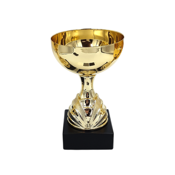 Guldbue guldpokal til 2. plads uden l�g, 16,5 cm h�j, med sort marmorsokkel