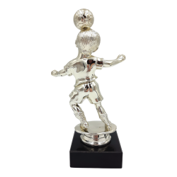 Junior fodboldstatuette dreng i guldlook 16 cm bagfra