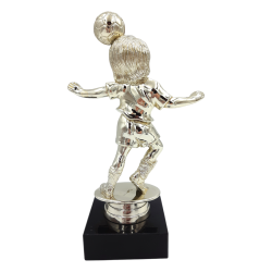 Junior fodboldstatuette pige i guldlook 16 cm bagfra