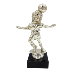 Junior fodboldstatuette pige i guldlook 16 cm forfra