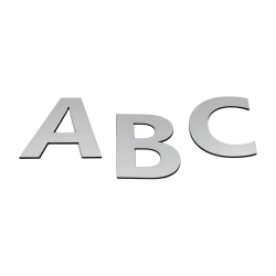 Moderne MINI husbogstav i aluminium-look akryl 2&ndash;8 cm