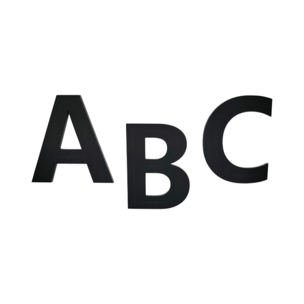 Moderne MINI husbogstav i mat-sort akryl 2&ndash;8 cm