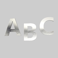 Moderne MINI husbogstav i staal-look akryl 2&ndash;8 cm