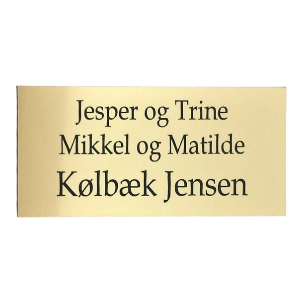 navneskilt i messing-look 60x150 mm til postkasse