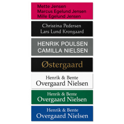 Farvet postkasse- og d�rskilt � 7 farvekombinationer